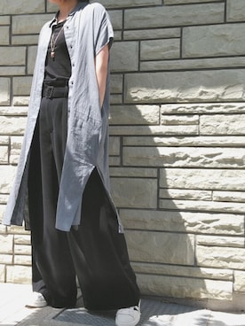 「ADAM ET ROPE'（アダムエロペ）のアイテム（パンツ、ブラック系）」を使った、はっち⋆*ೄさん（レディース・158cm）の夏コーディネート