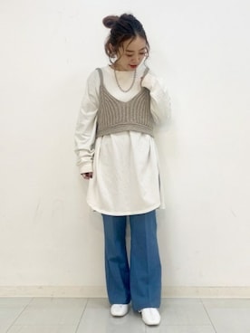 「JEANASIS（ジーナシス）のアイテム（バレエシューズ）」を使った、JEANASIS 柏マルイ店STAFFさん（レディース・152cm）の春コーディネート