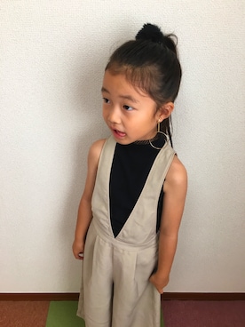 「アイテム（つなぎ/オールインワン、ベージュ系）」を使った、ちなさん（キッズ・110cm）の夏コーディネート