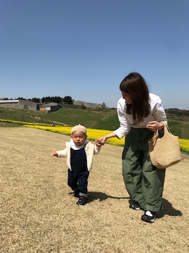 「おんなのこコーデ」｜「アイテム（チノパンツ）」を使った、Aoさん（キッズ・70cm）の夏コーディネート