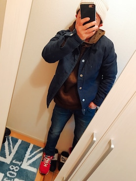 「koe（コエ）のアイテム（ブルゾン）」を使った、Riku.sさん（メンズ・154cm）の冬コーディネート