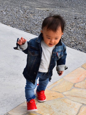 「babygap」｜「アイテム（デニムジャケット）」を使った、Yu☺︎さん（キッズ・80cm）の冬コーディネート