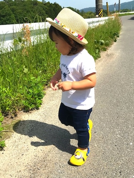 「GAP（ギャップ）の1969 マイ ファースト レギンス ジーンズ (ベビー)（デニムパンツ）」を使った、Yu☺︎さん（キッズ・80cm）の春コーディネート