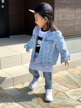 「平成最後のWEARISTAセンバツ」｜「アイテム（デニムジャケット）」を使った、Yu☺︎さん（キッズ・90cm）の春コーディネート