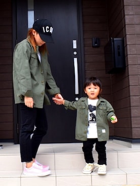 「DSQUARED2（ディースクエアード）のアイテム（帽子）」を使った、Yu☺︎さん（キッズ・80cm）の秋コーディネート