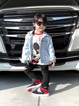 「Jordan」｜「アイテム（デニムジャケット）」を使った、Yu☺︎さん（キッズ・100cm）の春コーディネート