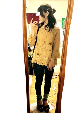 「アイテム（その他トップス、ブラウン系）」を使った、miyuさん（レディース・149cm）の秋コーディネート