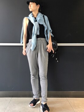 「VIS（ビス）のコットンブレンドキャスケット（キャスケット）」を使った、akoさん（レディース・161cm）の夏コーディネート