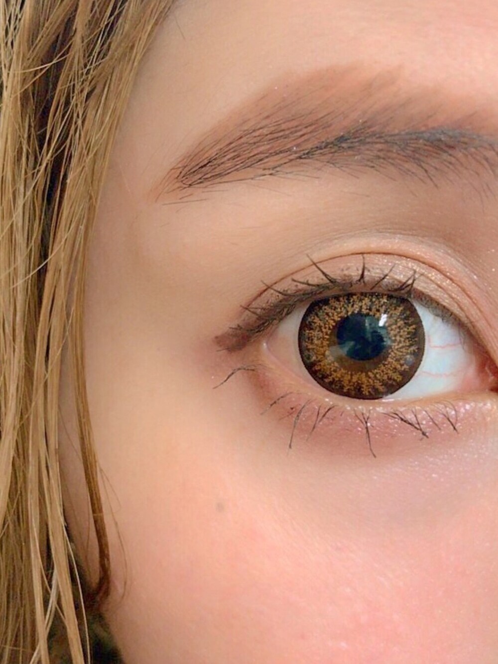 「カラコン、カラコンレポ、メイク、アイメイク、eye、eyewear」｜「ワンデーキャラアイのアイテム（コンタクトレンズ・カラコン、ブラウン系）」を使った、Hanaさん（レディース・150cm）の秋コーディネートの1枚目の写真