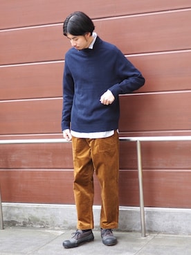 「B:MING by BEAMS（ビーミングバイビームス）のアイテム（ニット/セーター）」を使った、Naoki Shuzuiさん（メンズ・178cm）の秋コーディネート