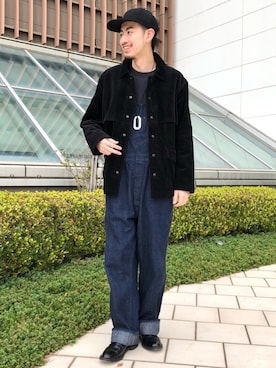 「POST O'ALLS（ポストオーバーオールズ）のアイテム（オールインワン・サロペット）」を使った、Naoki Shuzuiさん（メンズ・178cm）の冬コーディネート