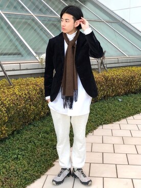 「ブラウンコーデ」｜「アイテム（スーツジャケット）」を使った、Naoki Shuzuiさん（メンズ・178cm）の冬コーディネート