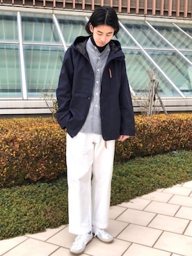 「ジャーマントレーナー」｜「アイテム（マウンテンパーカー）」を使った、Naoki Shuzuiさん（メンズ・178cm）の冬コーディネート