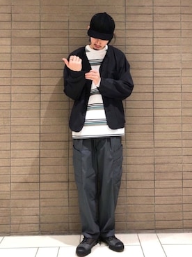 「レースアップシューズ」｜「アイテム（ノーカラージャケット）」を使った、Naoki Shuzuiさん（メンズ・178cm）の春コーディネート