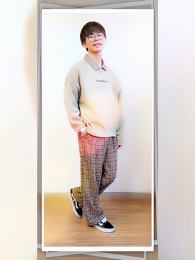 「SOYOUS（ソユーズ）のアイテム（パンツ）」を使った、⸜🌷︎⸝‍はっせー⸜🌷︎⸝‍さん（メンズ・174cm）の春コーディネート