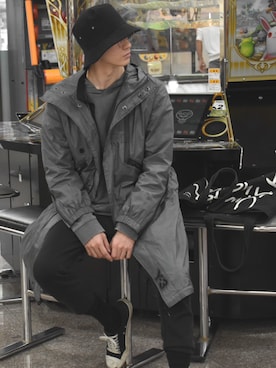 「Y-3（ワイスリー）のアイテム（ダウンジャケット/コート）」を使った、りゅうのすけさん（メンズ・177cm）の冬コーディネート