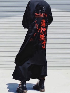 「Yohji Yamamoto POUR HOMME（ヨウジヤマモトプールオム）のアイテム（ステンカラーコート）」を使った、렘さん（メンズ・173cm）の春コーディネート