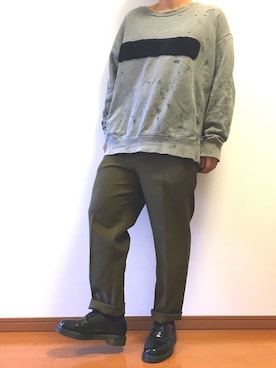 「my beautiful landlet（マイビューティフルランドレット）のアイテム（スウェット）」を使った、Basashiさん（メンズ・170cm）の春コーディネート