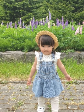 「Wrangler（ラングラー）のアイテム（オールインワン・サロペット）」を使った、PIPPIさん（キッズ・80cm）の夏コーディネート