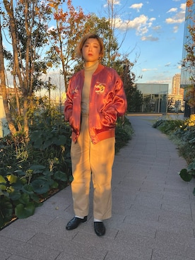 「タートルネック」｜「アイテム（スカジャン）」を使った、スーさん（レディース・162cm）の冬コーディネート