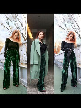 「CELINE（セリーヌ）のアイテム（ピアス（両耳用）、ホワイト系）」を使った、Akiさん（レディース・162cm）の春コーディネート