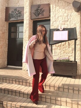 「coat: 4298 shizuka komuroのアイテム（ジャケット/アウター、ピンク系）」を使った、Akiさん（レディース・162cm）の春コーディネート