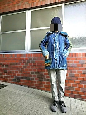 「CUBE SUGAR（キューブシュガー）のアイテム（デニムジャケット）」を使った、ちえぞうさん（レディース・156cm）の冬コーディネート