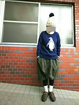 「arbore（アーバー）のアイテム（帽子）」を使った、ちえぞうさん（レディース・156cm）の冬コーディネート