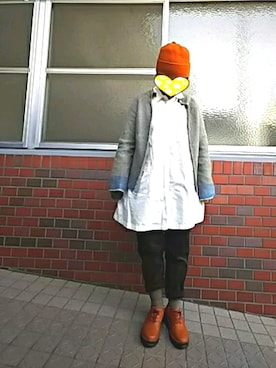 「CUBE SUGAR（キューブシュガー）のアイテム（シャツワンピース）」を使った、ちえぞうさん（レディース・156cm）の春コーディネート