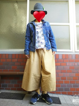 「CUBE SUGAR（キューブシュガー）のアイテム（デニムジャケット）」を使った、ちえぞうさん（レディース・156cm）の春コーディネート