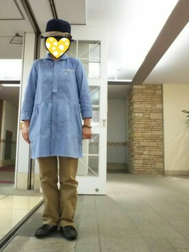 「CUBE SUGAR（キューブシュガー）のアイテム（シャツワンピース）」を使った、ちえぞうさん（レディース・156cm）の夏コーディネート
