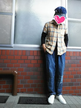 「FUNSET OF ART（ファンセットオブアート）のアイテム（帽子）」を使った、ちえぞうさん（レディース・156cm）の夏コーディネート