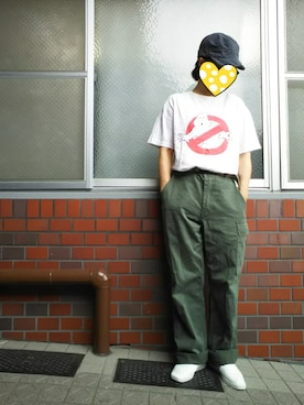「映画Tシャツ」｜「アイテム（帽子）」を使った、ちえぞうさん（レディース・156cm）の夏コーディネート