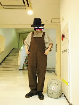 「アイテム（サロペット/オーバーオール、ブラウン系）」を使った、ちえぞうさん（レディース・156cm）の秋コーディネート