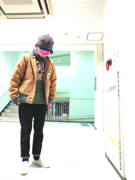 「おでかけ」｜「アイテム（スタジャン）」を使った、ちえぞうさん（レディース・156cm）の秋コーディネート