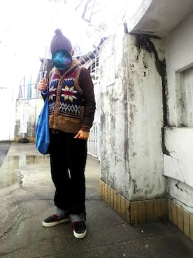 「CUBE SUGAR（キューブシュガー）のアイテム（帽子）」を使った、ちえぞうさん（レディース・156cm）の冬コーディネート