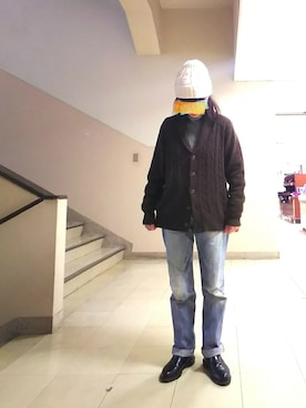 「CUBE SUGAR（キューブシュガー）のアイテム（帽子）」を使った、ちえぞうさん（レディース・156cm）の冬コーディネート