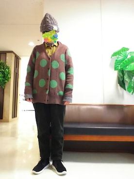 「ニットカーディガン」｜「アイテム（ダッフルコート）」を使った、ちえぞうさん（レディース・156cm）の冬コーディネート
