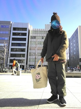 「CUBE SUGAR（キューブシュガー）のアイテム（帽子）」を使った、ちえぞうさん（レディース・156cm）の冬コーディネート