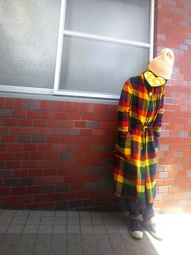 「CUBE SUGAR（キューブシュガー）のアイテム（シャツワンピース）」を使った、ちえぞうさん（レディース・156cm）の春コーディネート