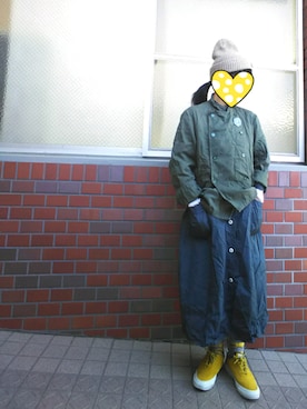 「ミリタリーコーデ」｜「アイテム（シャツワンピース）」を使った、ちえぞうさん（レディース・156cm）の春コーディネート