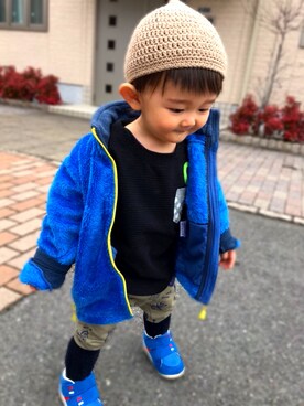 「mont-bell（モンベル）のアイテム（ブルゾン）」を使った、Atm1212Sea☺︎︎さん（キッズ・80cm）の冬コーディネート