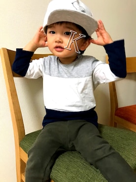 「H&M DIVIDED（エイチアンドエム　ディヴァイデッド）のアイテム（キャップ）」を使った、Atm1212Sea☺︎︎さん（キッズ・80cm）の秋コーディネート