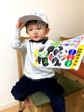 「H&M DIVIDED（エイチアンドエム　ディヴァイデッド）のアイテム（キャップ）」を使った、Atm1212Sea☺︎︎さん（キッズ・90cm）の冬コーディネート