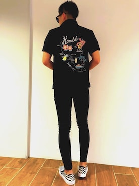 「RATTLE TRAP（ラトルトラップ）のアイテム（スリッポン）」を使った、Yuitさん（メンズ・180cm）の春コーディネート