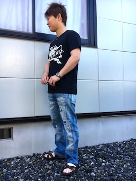 「ETERNAL（エターナル）のアイテム」を使った、のり蔵さん（メンズ・165cm）の夏コーディネート