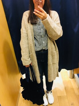 「お買い物」｜「アイテム（トートバッグ）」を使った、minamiさん（レディース・158cm）の秋コーディネート