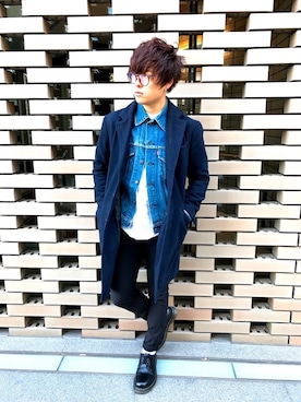 「ドラフトリーバイス」｜「アイテム（チェスターコート）」を使った、HIROKIさん（メンズ・173cm）の冬コーディネート