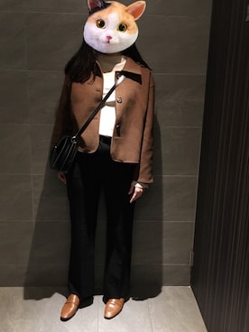 「MEIER.Q（マイヤーキュー）のアイテム（ステンカラーコート）」を使った、kumaruさん（レディース・167cm）の冬コーディネート