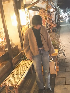 「アイテム（ローファー）」を使った、くるみさん（レディース・160cm・10代）の冬コーディネート